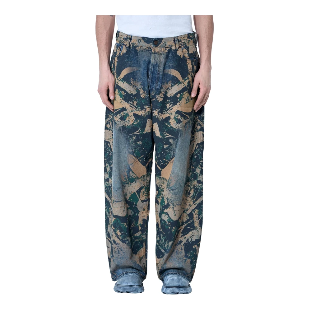 Acne Studios Men's Brown Printed Straight-Leg Jeans