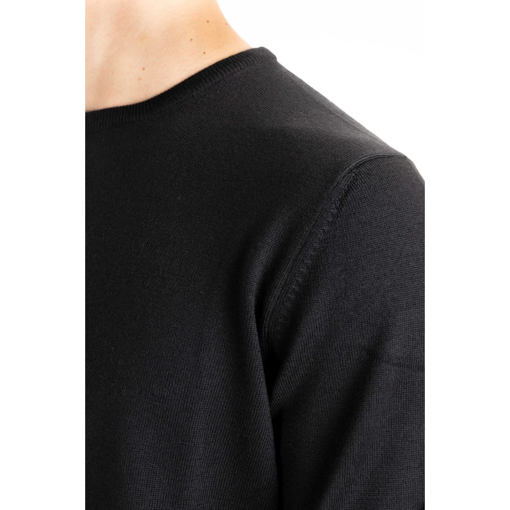 Barba Zwarte Crewneck Wollen Trui Black Heren