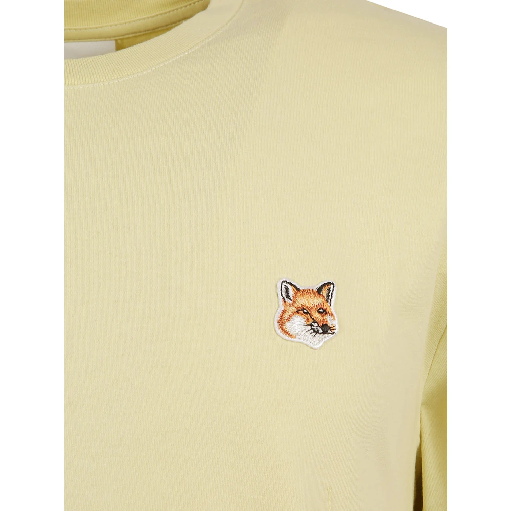 Maison Kitsuné Fox Head Patch Tee Shirt Yellow Heren