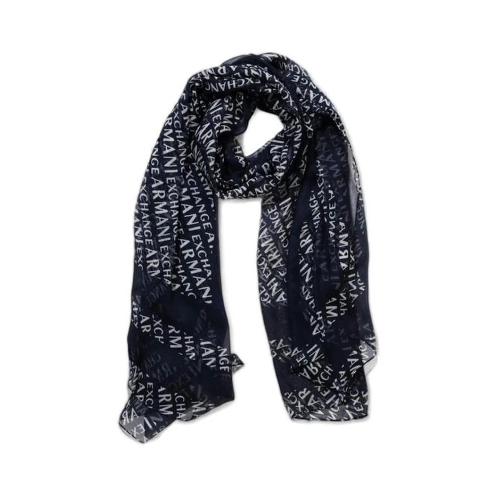 Armani Exchange Blauwe Modal Sjaal met Zachte Textuur Blue Dames