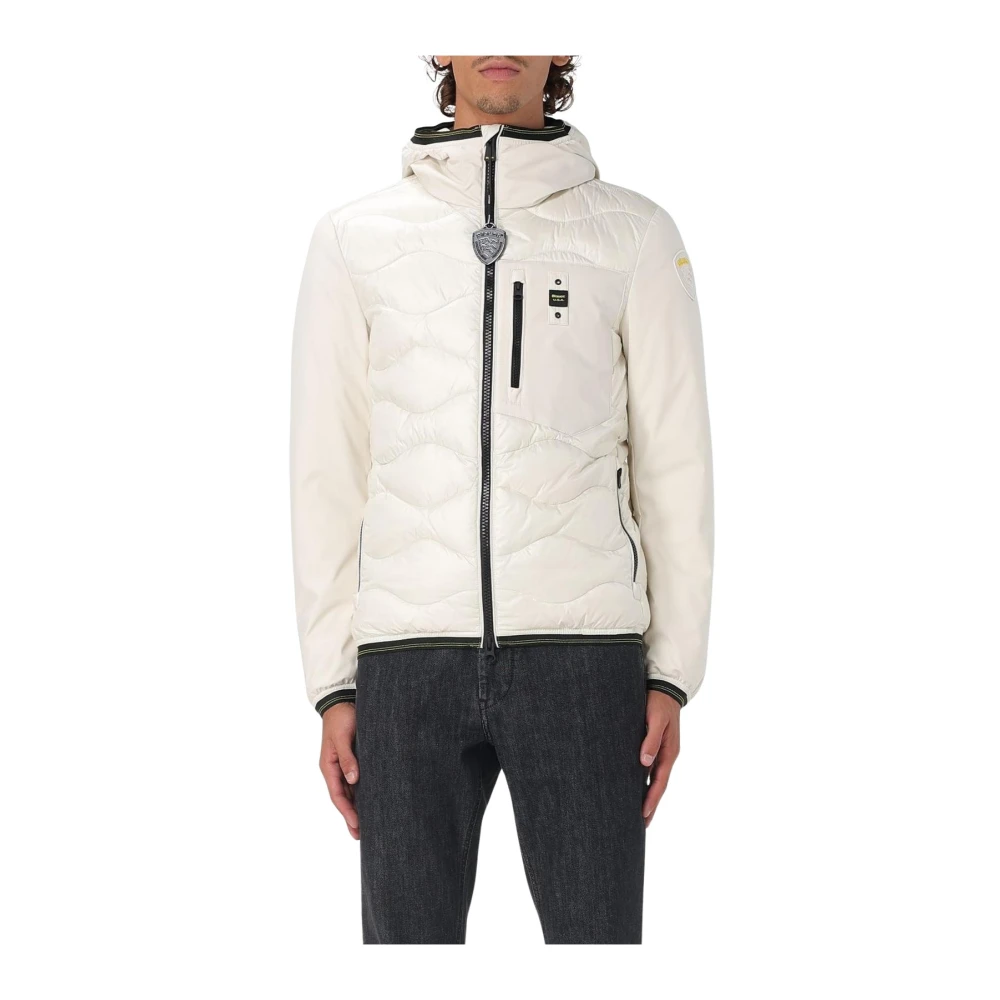 Blauer Men's White Hooded Padded Jacket