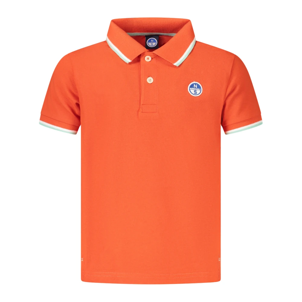 North Sails , Kids Short Sleeve T-Shirts, Unisex, Orange, 8 Y, Logo-Patch Tipped Polo Shirt