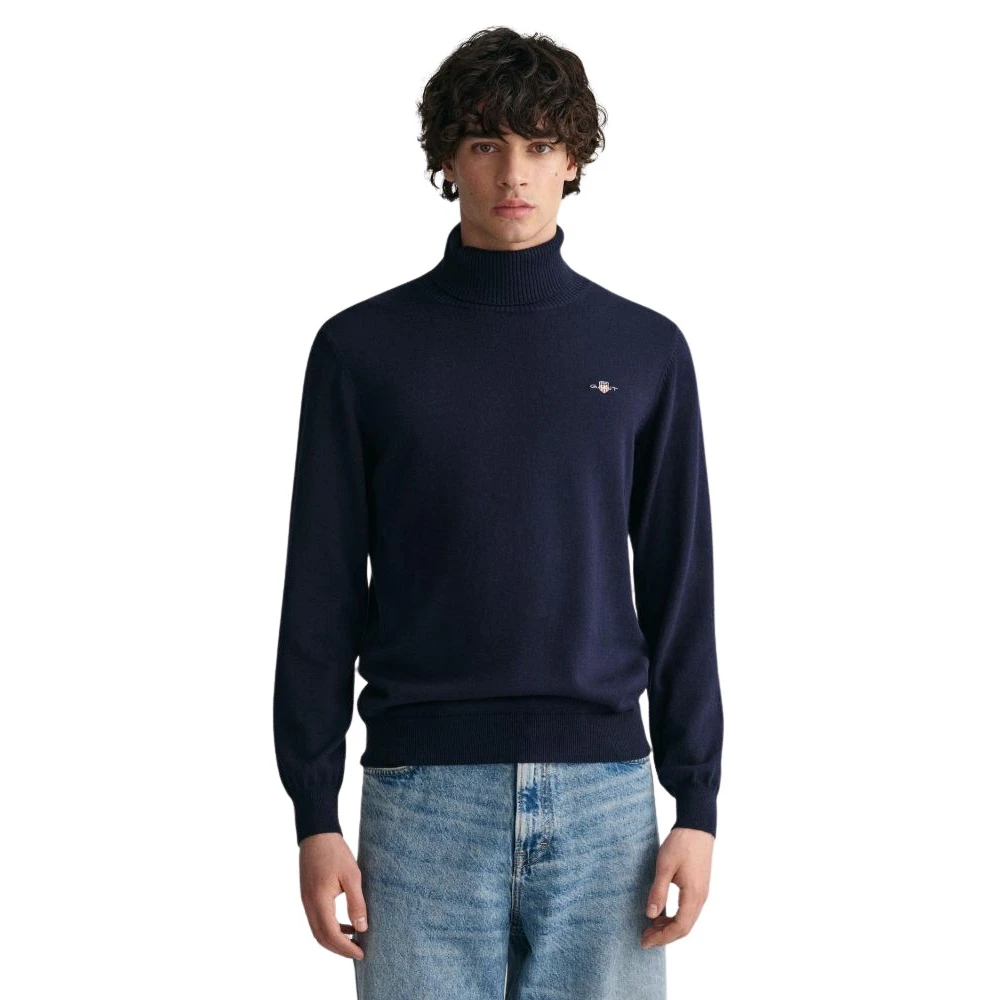 Gant Marineblauwe Hoge Nek Coltrui Blue Heren
