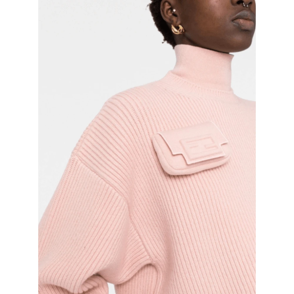 Fendi Blush Pink Ribgebreide Trui Pink Dames