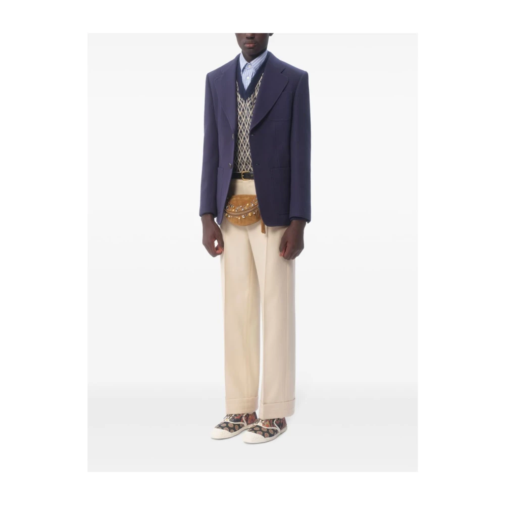 Valentino Garavani Blauw Single-Breasted Jas Blue Heren