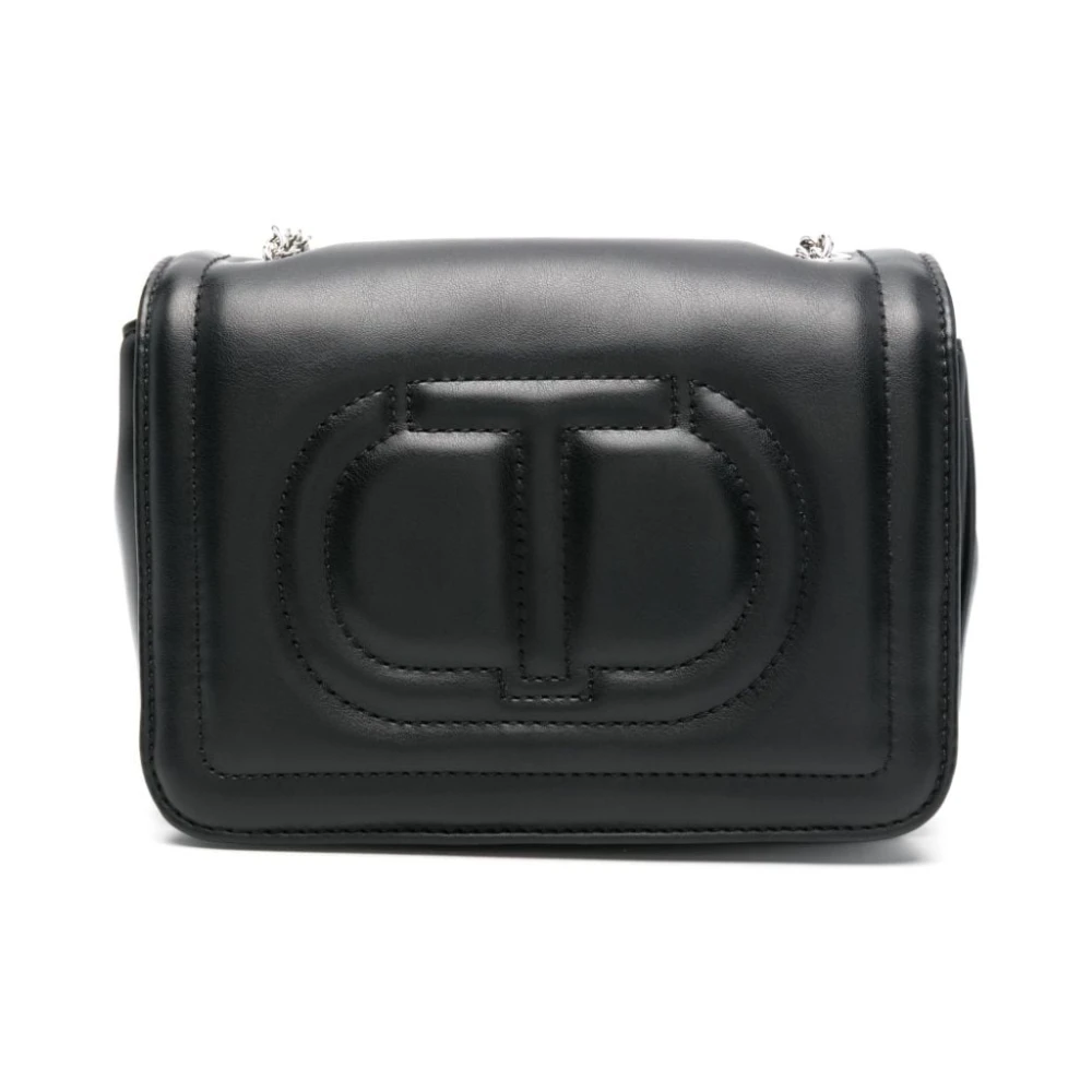 Twinset Zwarte Schoudertas Gladde Korrel Black Dames