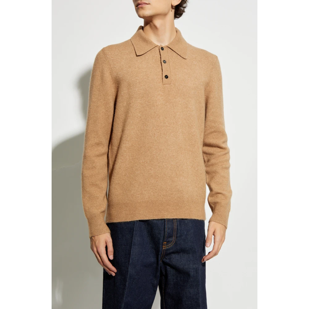 Salvatore Ferragamo Wollen Polo Beige Heren
