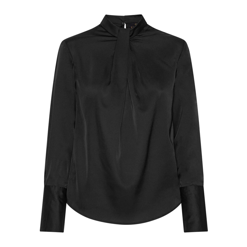 Karmamia Black Blouses, Female, Xl, Elegant Blouse With Læg Detail