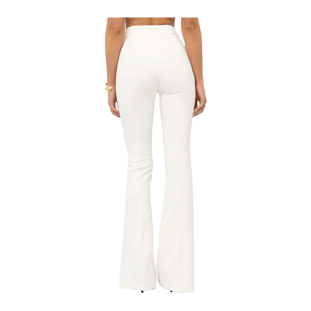 Elisabetta Franchi Elegante Wijde Polyester Broek White Dames