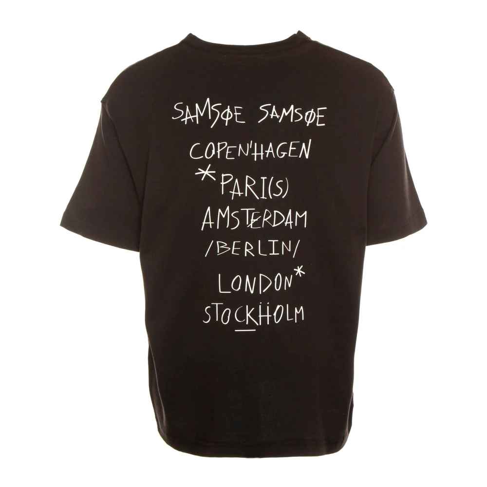 Samsøe T-Shirt met Grafische Print en Geribbelde Halslijn Black Heren