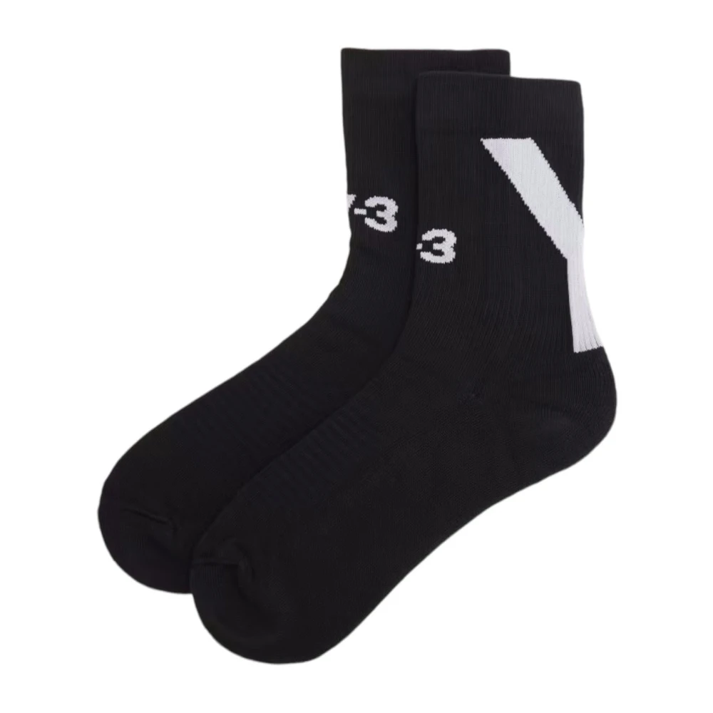 Y-3 Zwarte Logo Mid Socks Black Heren