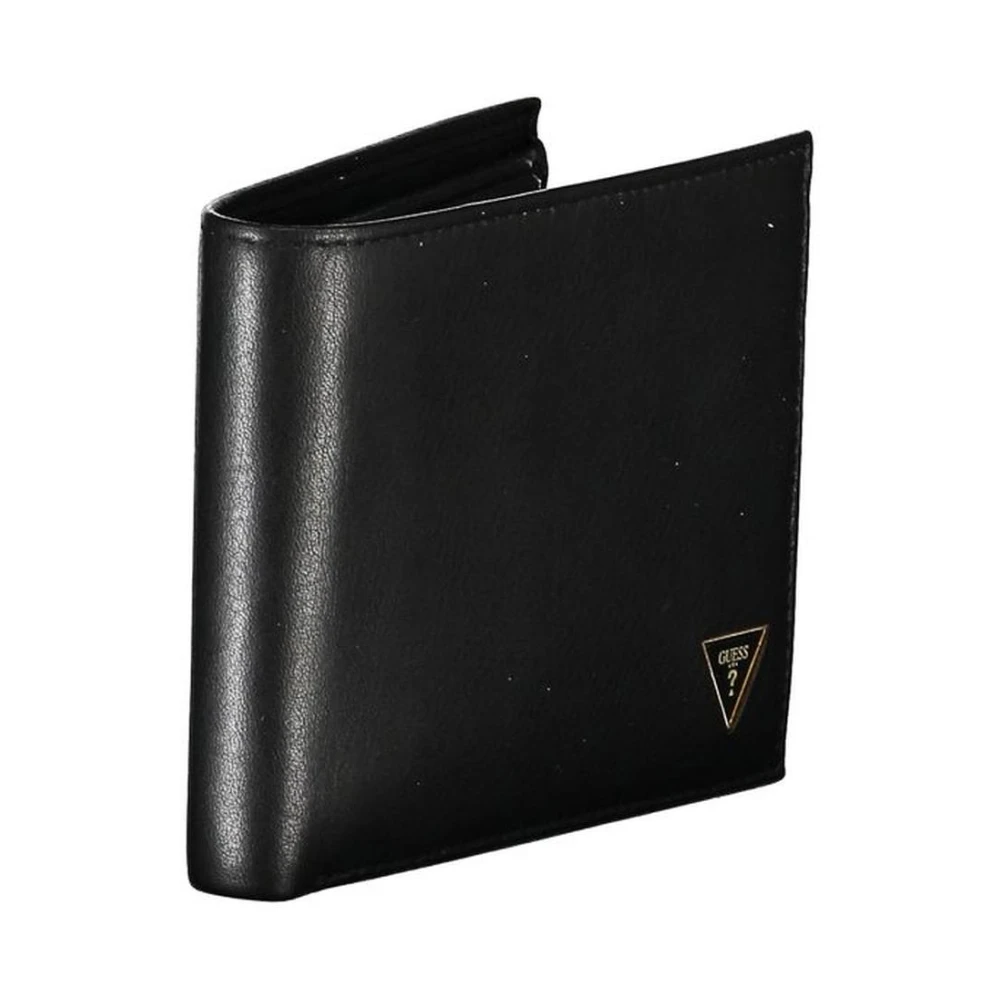 Guess Zwarte leren portemonnee met logodetail Black Heren