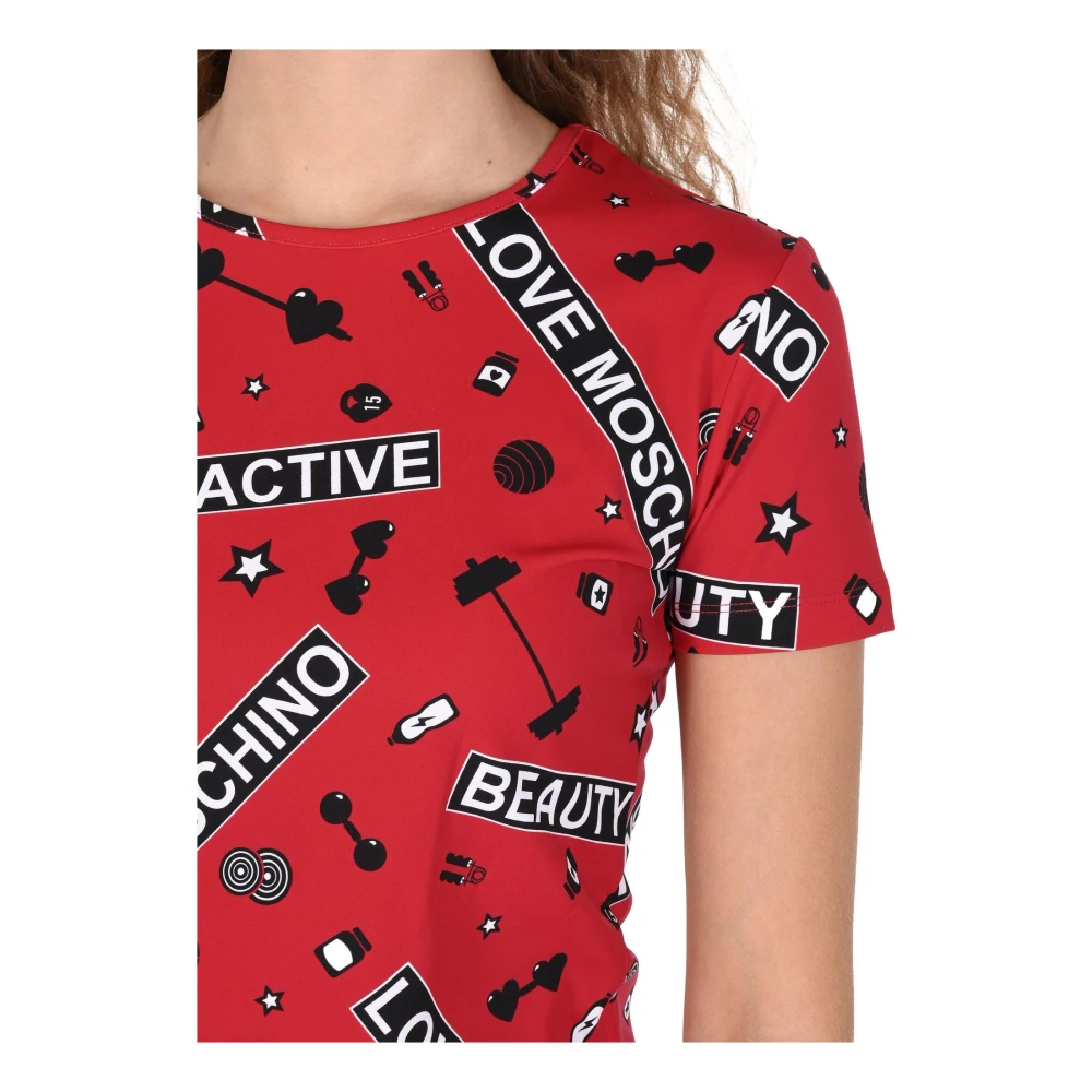 Love Moschino Rode Nylon Spandex T-shirt Red Dames