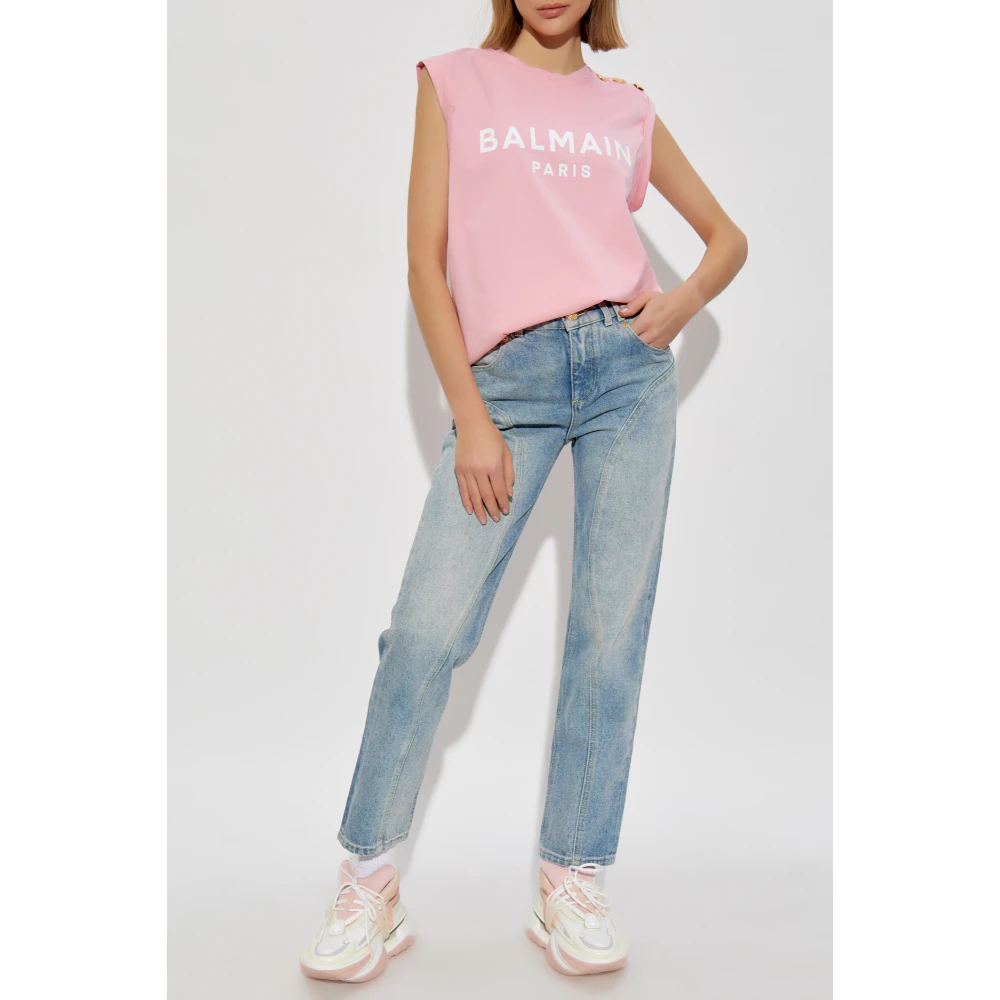 Balmain Top met decoratieve knopen Pink Dames