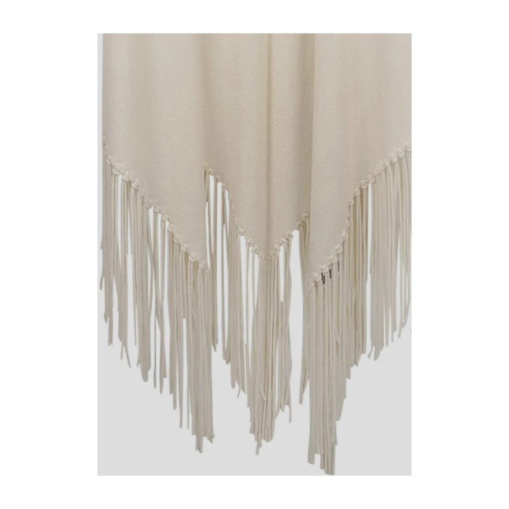 Malo Kasjmier Franje Poncho White Dames