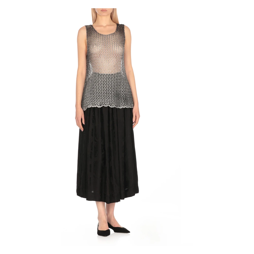 Avant Toi Grijze Netpatroon Mouwloze Top Gray Dames
