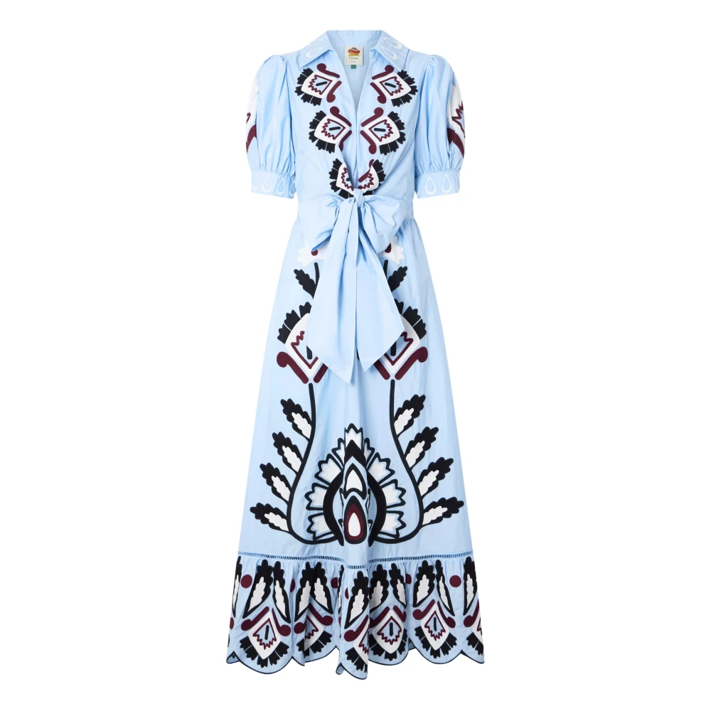 Farm Rio Women's Blue Maxi Dresses, Xs, Artisanal Dress