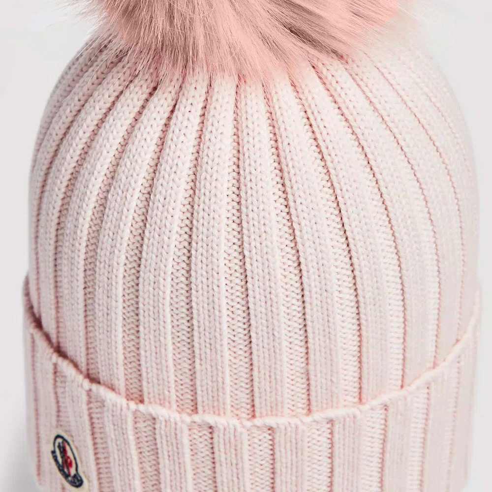 Moncler Beanie met Pom Baby Pink Dames