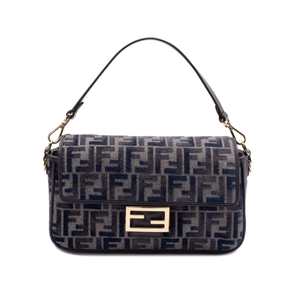 Fendi Blauwe Monogram Chenille Tas Blue Dames