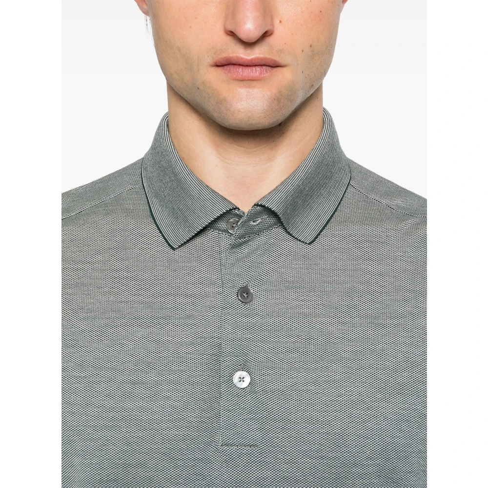 Ermenegildo Zegna Zijden Katoenen Poloshirt Green Heren