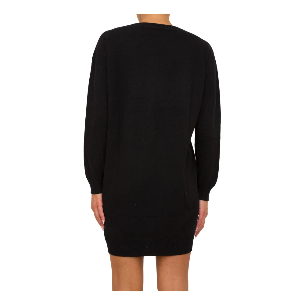 Liu Jo Logo Zwarte Gebreide Jurk Black Dames
