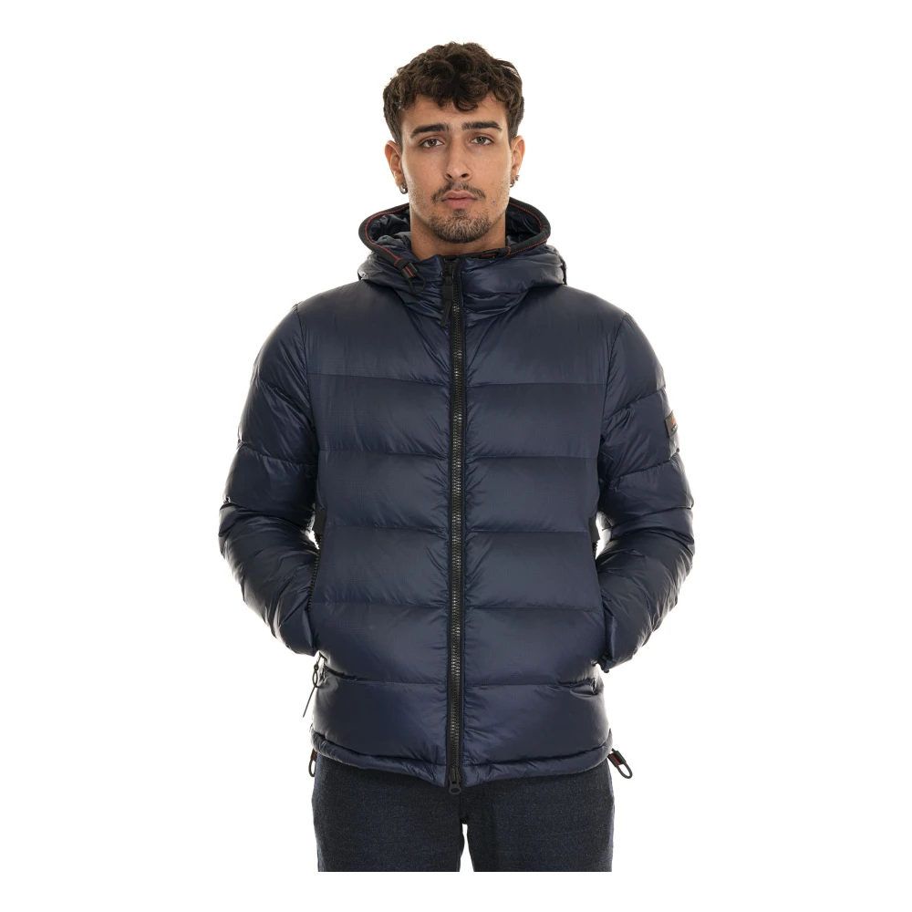 Peuterey Gewatteerde jas met vaste capuchon Blue Heren