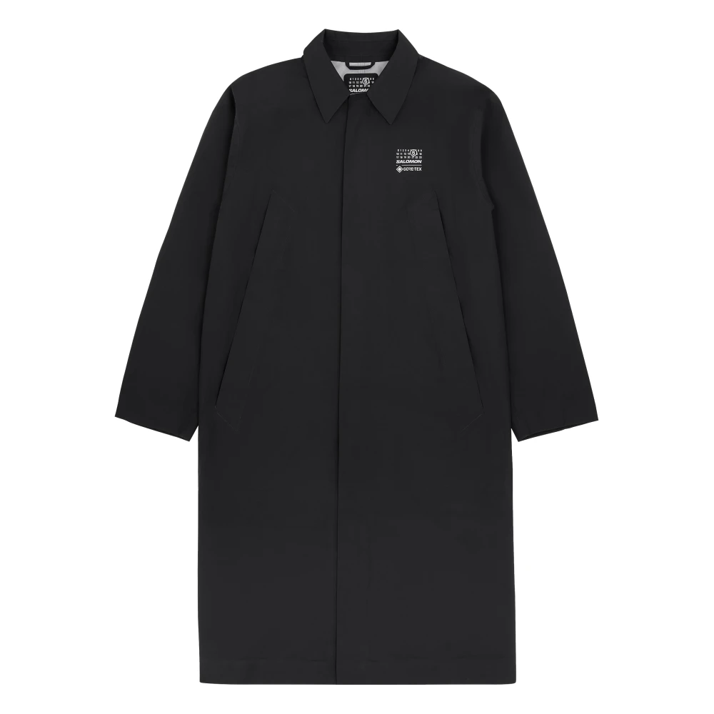 MM6 Maison Margiela Zwarte wollen trenchcoat met klassieke kraag Black Heren