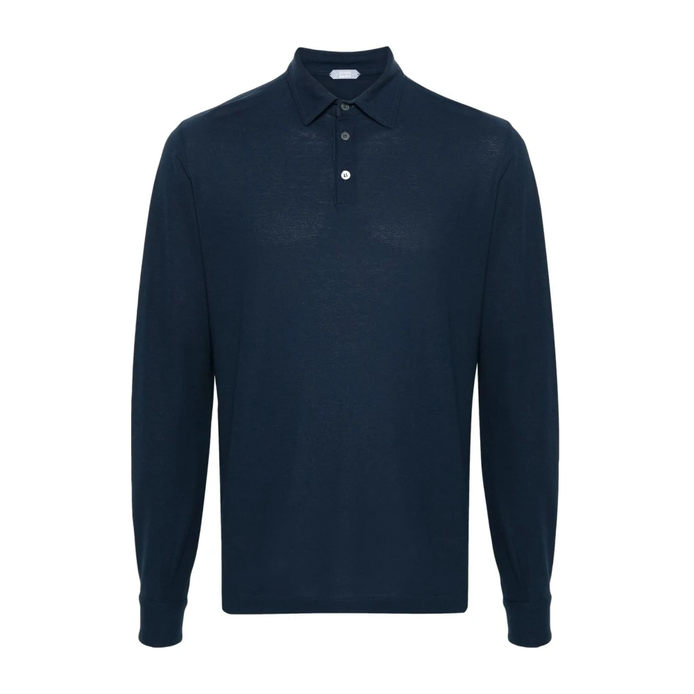 Zanone Men's Blue Icecotton Long Sleeve Polo In Navy - Polo Shirts - 2XL - Tops