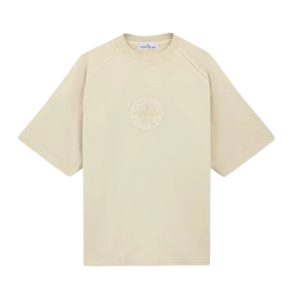 Stone Island Beige Katoenen Jersey met Compass Logo Beige Heren