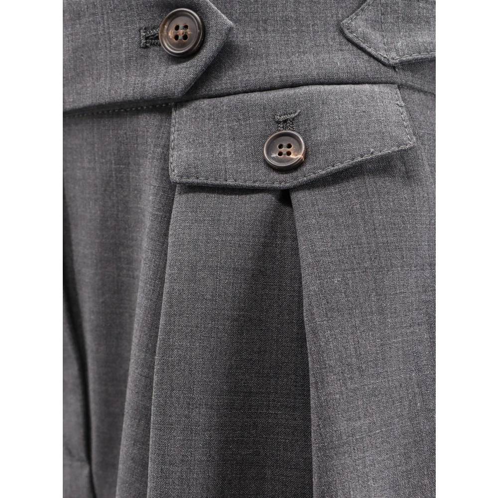 BRUNELLO CUCINELLI Wollen Bermuda Shorts met Plooien Gray Dames