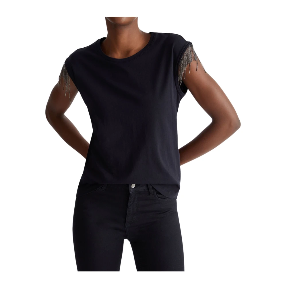 Liu Jo Dames Rhinestone Pendant T-shirt Black Dames