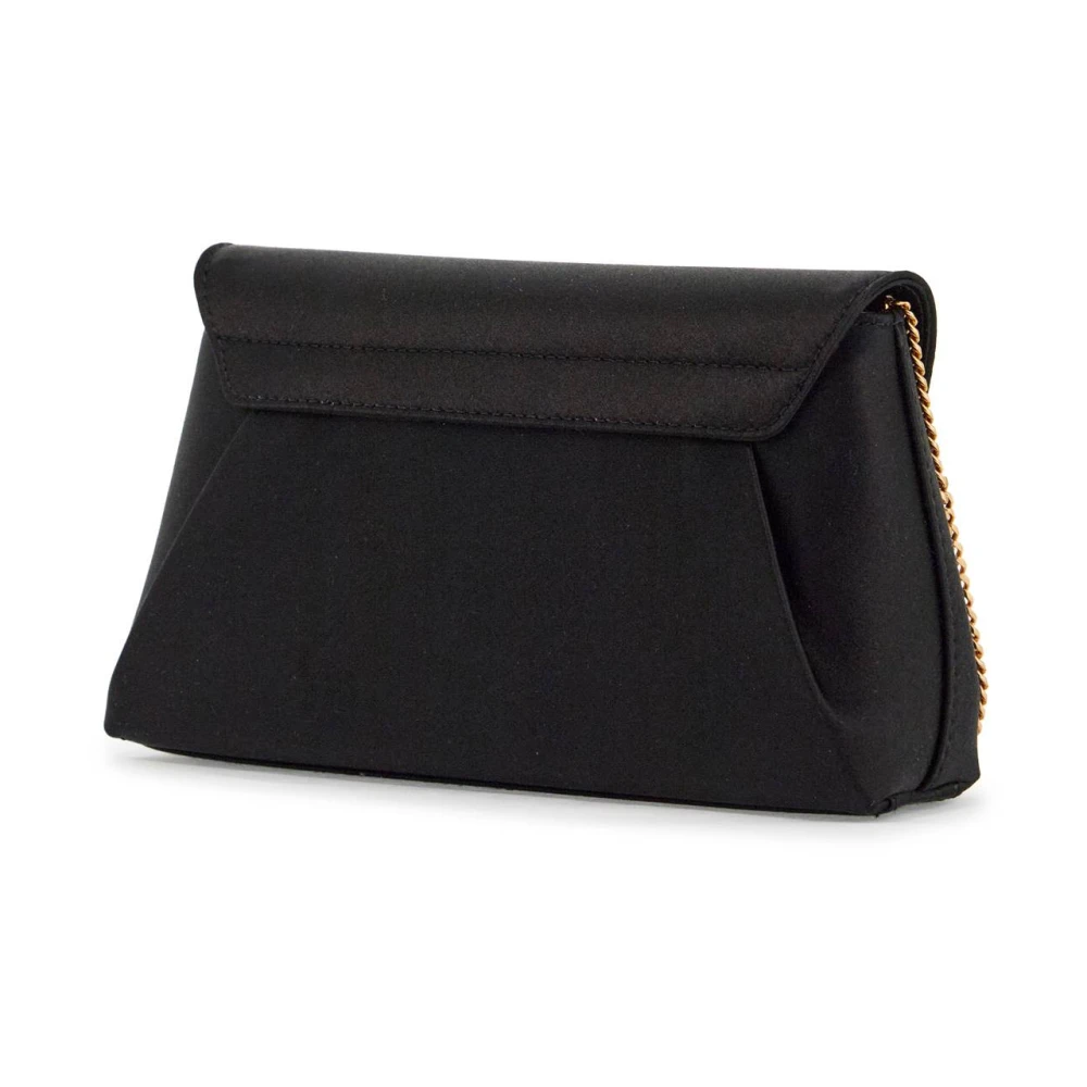 Versace Geëmailleerde Medusa Lint Clutch Black Dames
