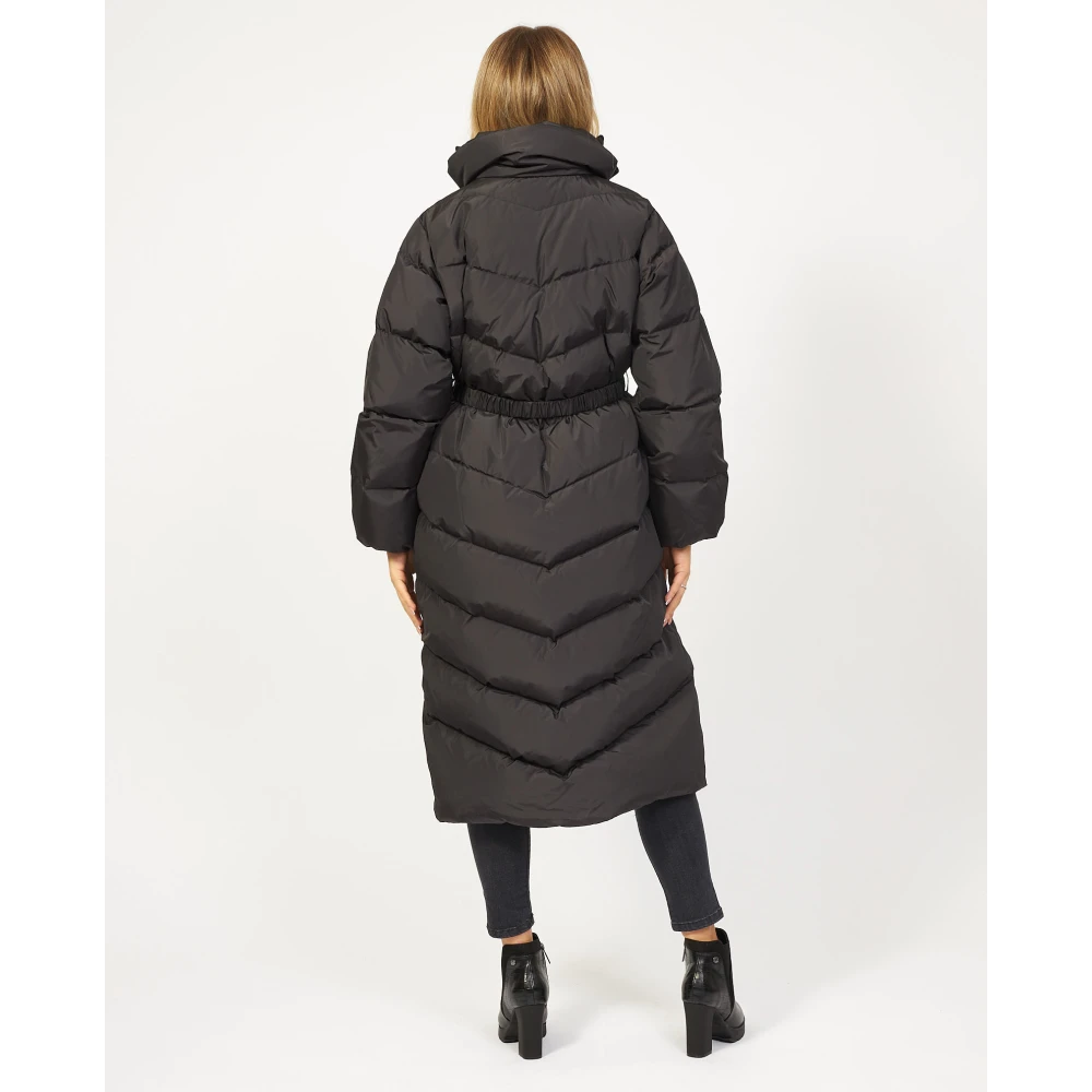 Boss Zwarte Lange Slim Fit Donsjas Black Dames