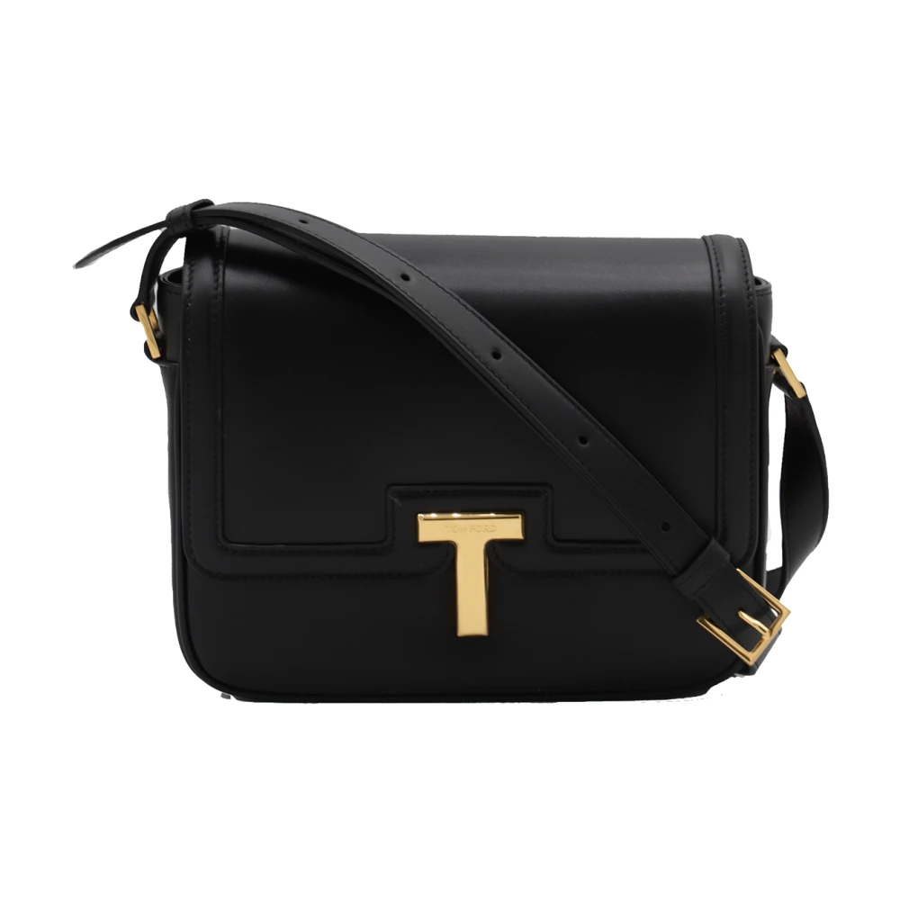Tom Ford Zwarte leren schoudertas Black Dames