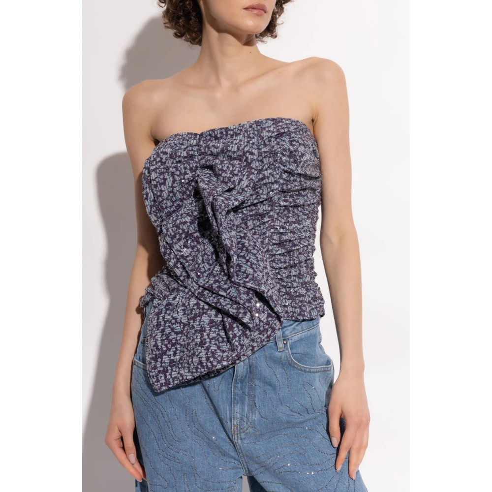 Rotate Birger Christensen Top met pailletversiering Purple Dames