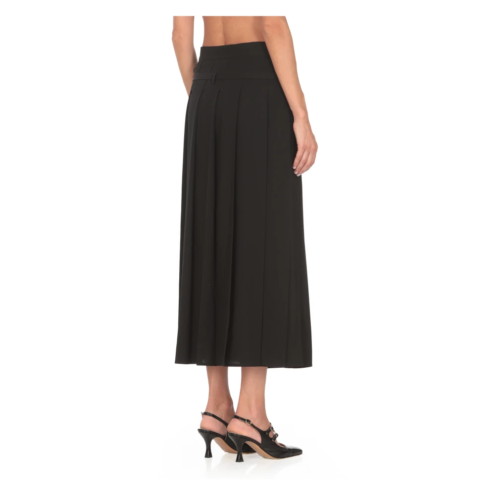 Fabiana Filippi Zwarte Wollen Rok met Plooien Black Dames