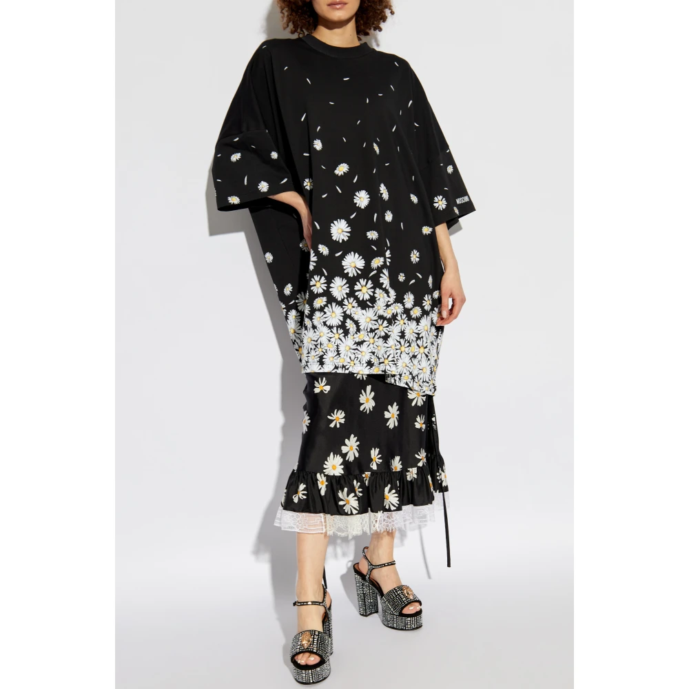 Moschino Jurk met bloemenpatroon Black Dames