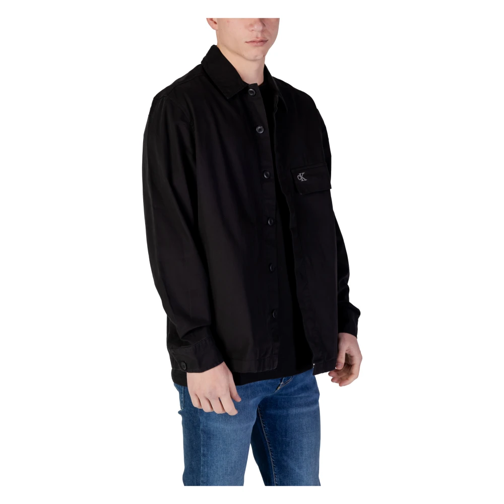 Calvin Klein Jeans Geregenereerd Katoenen Overhemd met Lange Mouwen Black Heren