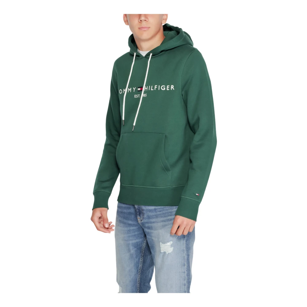 Tommy Hilfiger Groene Bedrukte Hoodie Mannen Herfst Winter Green Heren