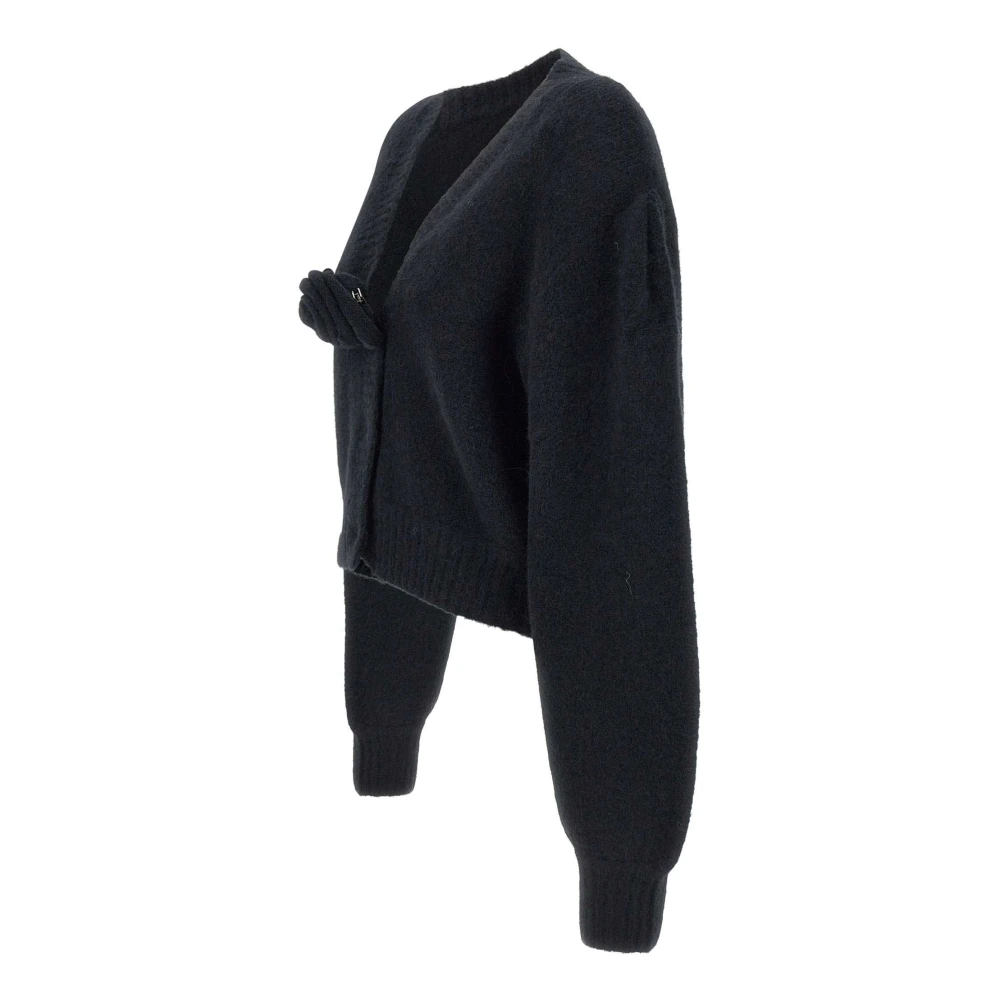 Rotate Birger Christensen Zwarte Wollen Alpaca Cardigan V-Hals Black Dames