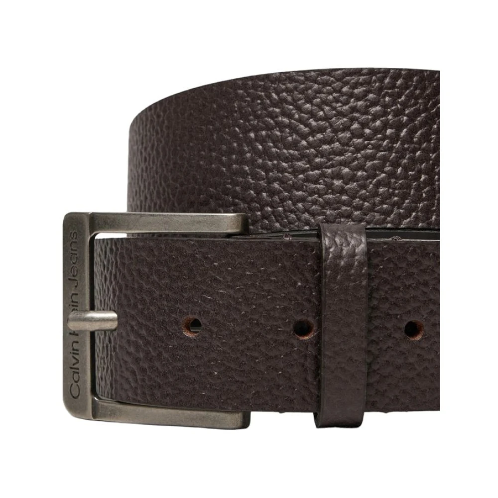 Calvin Klein Jeans Bruine Leren Riem Herfst Winter Collectie Brown Heren
