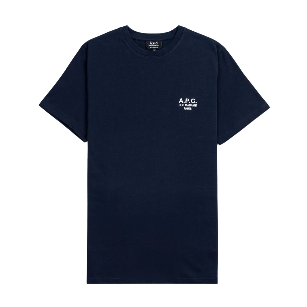A.p.c. Geborduurd Navy Blue Logo Tee Blue Heren