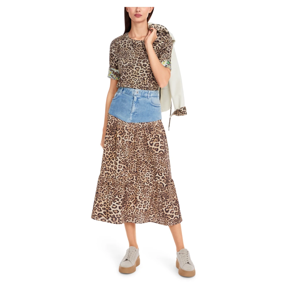 Marc Cain T-shirt met luipaardprint en nauwsluitend Brown Dames