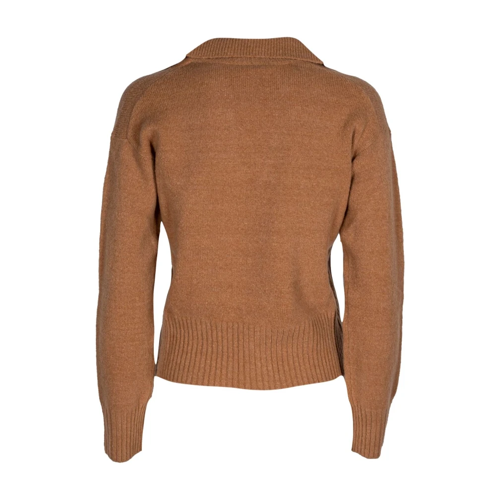 Kangra Dames Wol Polo Pullover Regular Fit Brown Dames