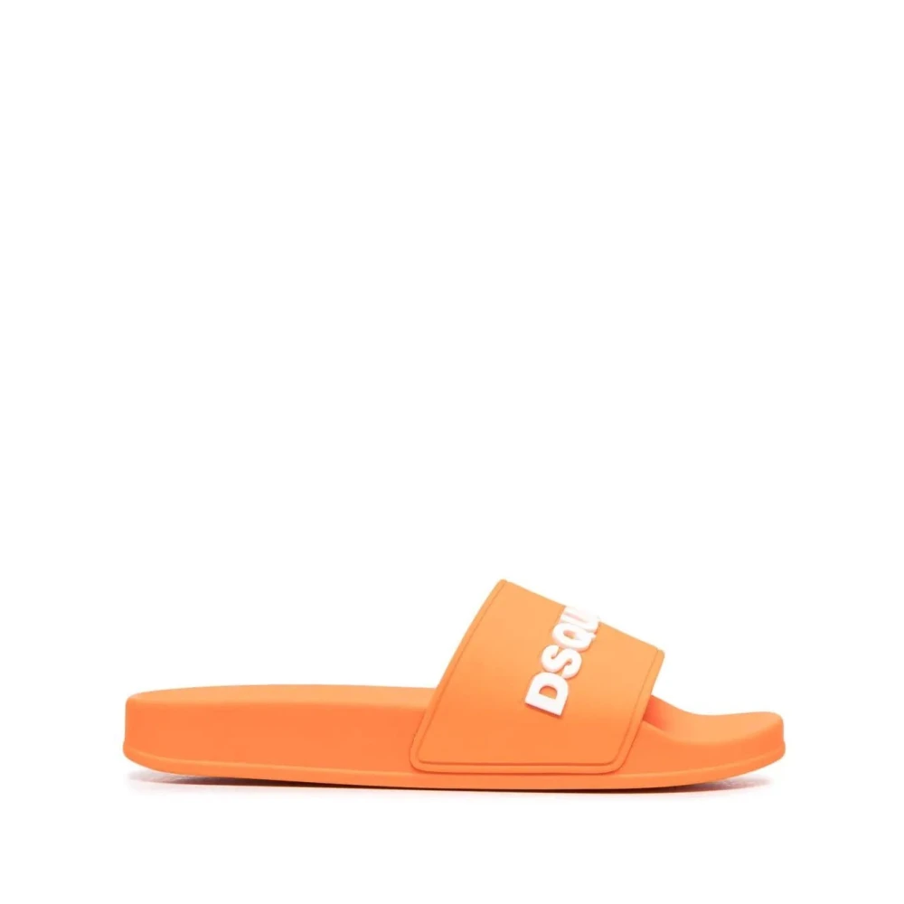 Dsquared2 Orange Slide Sandals Casual Flats - Female - Sliders - 3 Uk - Shoes
