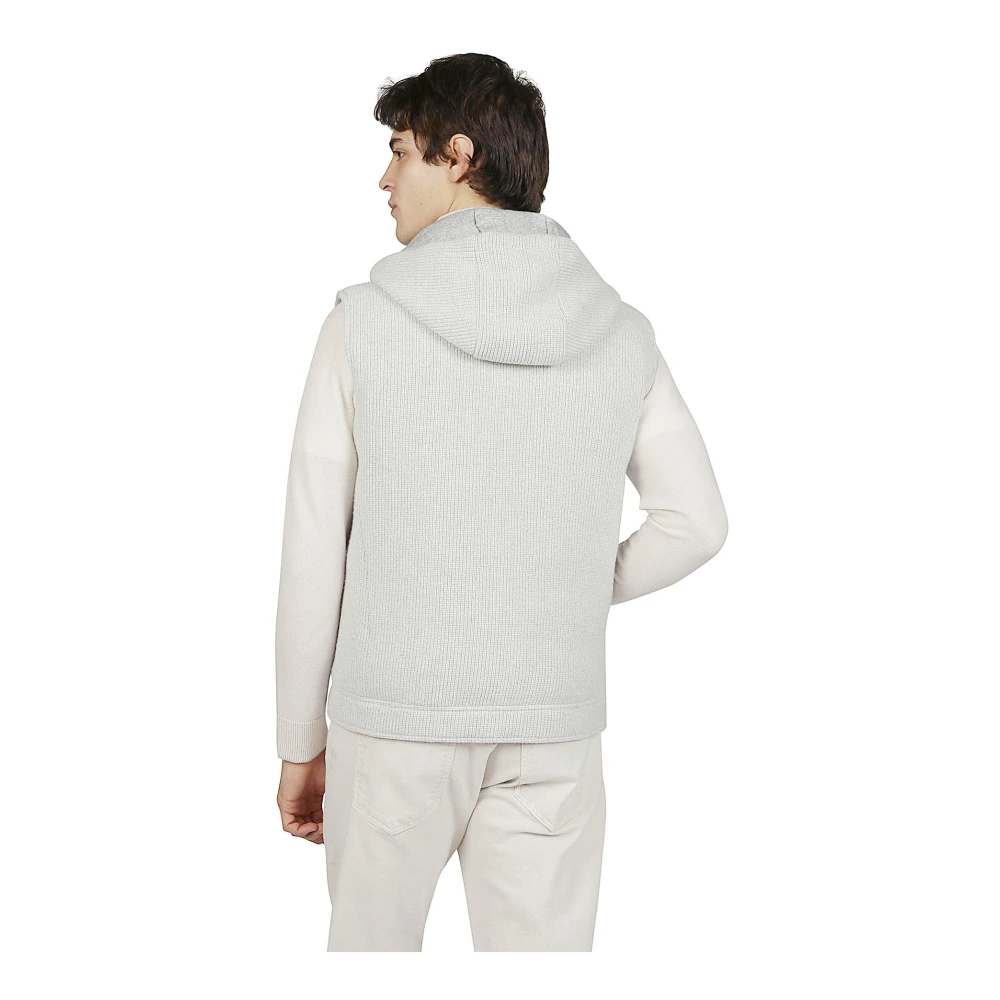 Eleventy Kasjmierwol Hooded Gilet Gray Heren