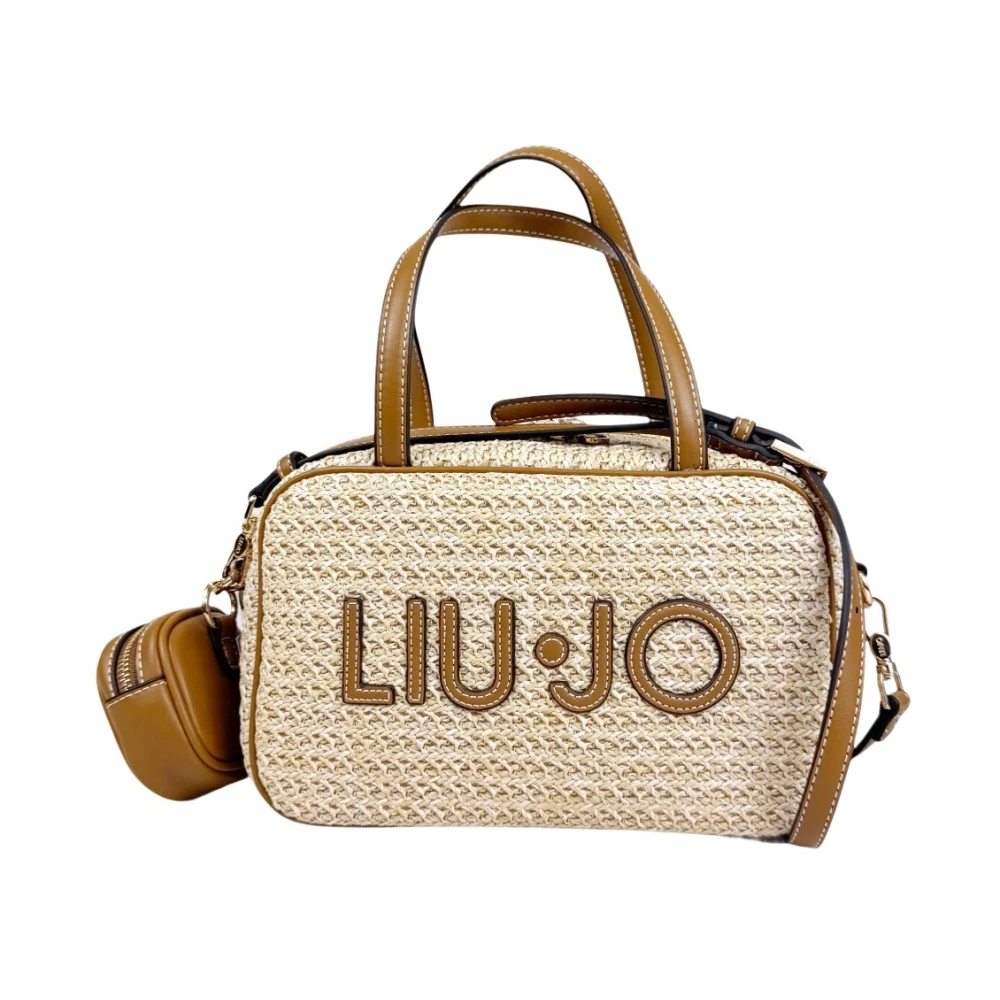 Liu Jo Vrouw Beige Tassen Dames, One Size, Ferielle M Bowling Rattan