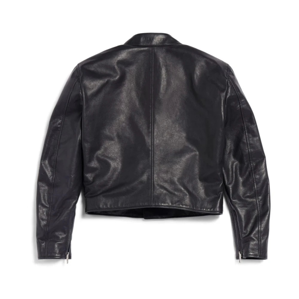 Balenciaga Leather Jackets Black Dames