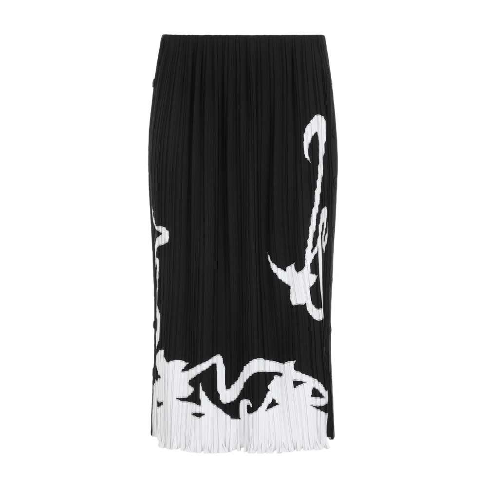 Lanvin Donna Nero Pleated Long Skirt
