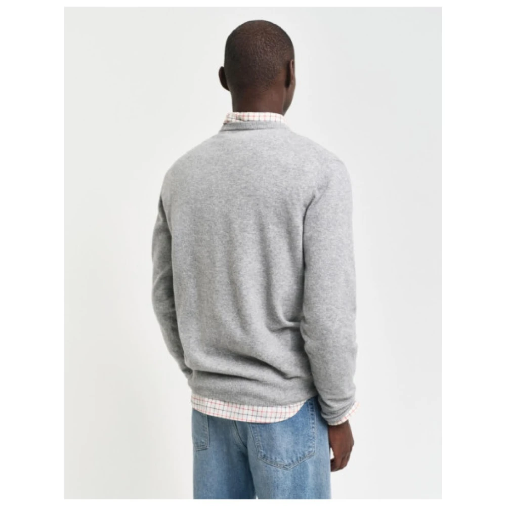 Gant Ultra-Fijne Wol Ronde Hals Trui Gray Heren